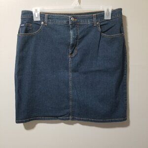 Izod Jeans Skirt Women's 14 Pencil Mini Blue Denim Stretch